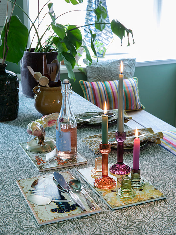 Glas lysestage og fyrfadsstage - Mosstone #WAR78