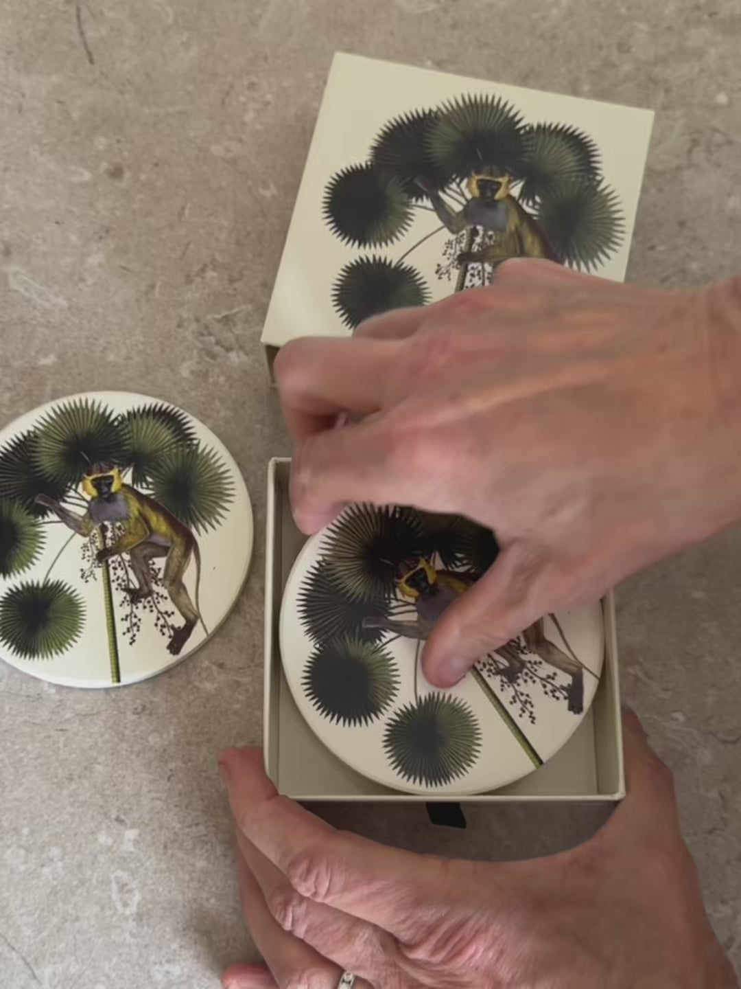 Ceramic coaster with cork backing - monkey #WAR134 – VanillaFly