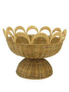 Stor rund rattan skål med bølget kant #WAR167