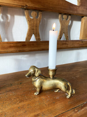 Candle holder - dachshund - brass finish #WAR31
