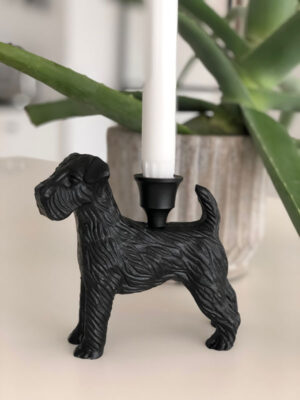 Candle holder - fox terrier dog - black finish #WAR30