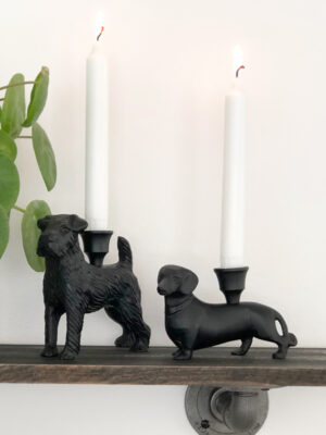 Candle holder - fox terrier dog - black finish #WAR30