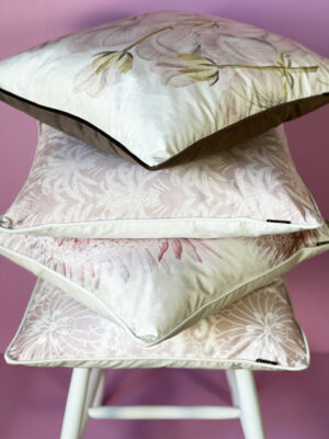 Velvet cushion cover w/piping - flower dream #LA115