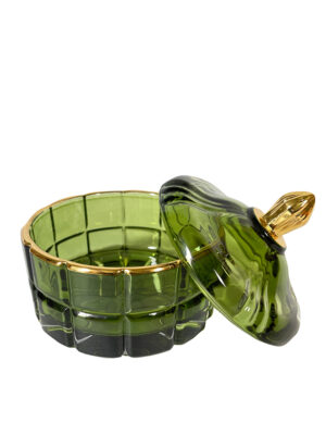Glass jar with lid - dark green #WAR47A