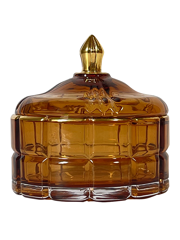 Glass jar with lid - ocher #WAR47B