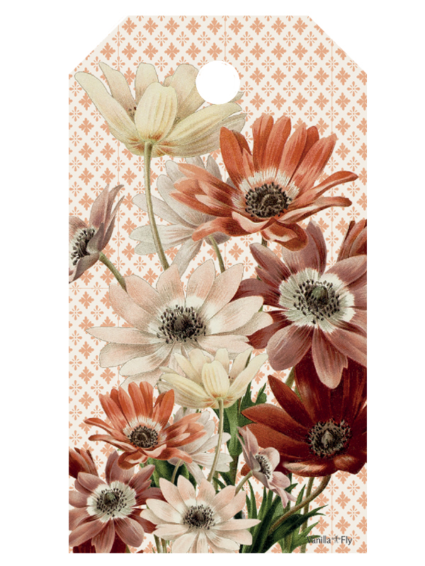 Gift tag - flower line - WAR62A (10 pack- 10 pcs of same design)