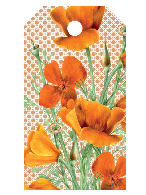 Gift tag - flower line - WAR63E (10 pack- 10 pcs of same design)